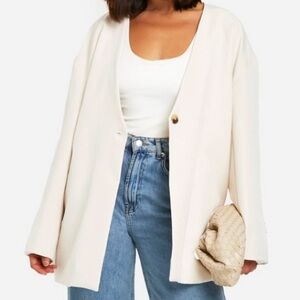 collarless oversized longline blazer brand new cream